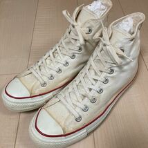 CONVERSE ALL STAR HI White 9 80s vintage USA製 極美品 あて布 囲み文字 生成り コンバース オールスター アメリカ製 1000円スタート_画像1