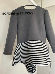 【美品】BORDERS at BALCONYペプラムトップス38チュニック 七分袖