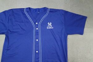 【古着GAME TOPS NEWYORKYANKEES MLB メッシュユニフォーム Tシャツ青】野球メジャーリーグトレーニングHIPHOPニューヨークヤンキース