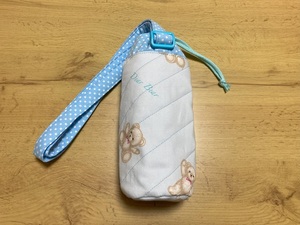 ハンドメイド☆肩掛けペットボトルケース カバー水筒 (5) ☆ 5００ml・水色・くま・クマ