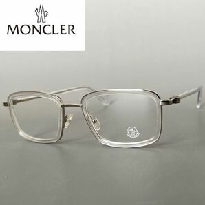 メガネ◆MONCLER◆モンクレール スクエア【新品】クリア シルバー めがね 眼鏡 高級 スケルトン 透明 銀 アセテート レクタンギュラーの画像1