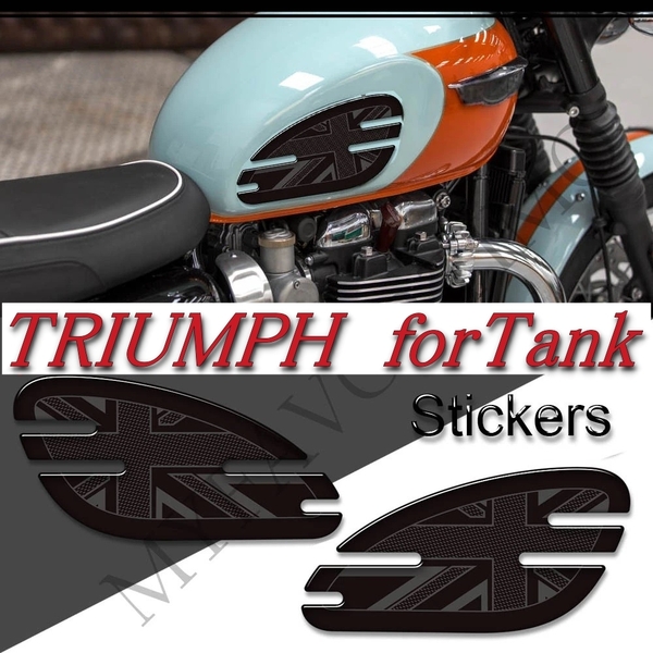 汎用 TRIUMPH トライアンフ タンク 3Dステッカー 黒 ユニオンジャック ボンネビル スクランブラー ボバー T100 120 ロイヤルエンフィールド