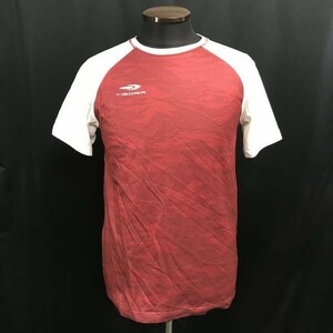 ティゴラ/TIGORA★半袖プラクティスシャツ【メンズS/162-168cm/赤×白/red×white】トレーニング/サッカーウェア/Tops/Shirts◆BH653