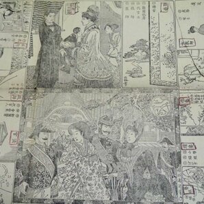 戦前 明治期 木版 双六 すごろく 75×51.5cm 文明開化デザイン（商品説明内に詳細画像あり）資料 レトロ アンティーク 古美術の画像3