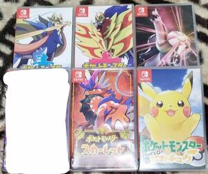 ポケットモンスター　ポケモン　ピカチュウ　パール　ソード　 スカーレット　シールド　五本 ニンテンドースイッチ　