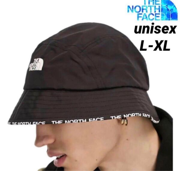 【海外限定】TNF バケットハット 帽子 ユニセックス 大きめサイズ ブラック