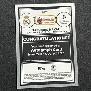 中井卓大 直筆サインカード 2022-23 Topps Merlin Refractor Auto Takuhiro Nakai Real Madrid *説明必読の画像2