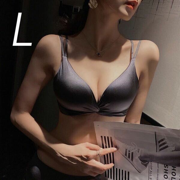 058 ダークパープルL ノンワイヤーブラジャーショーツセット　楽ブラ ブラショーツセット ブラ&ショーツセット セクシーランジェリー