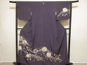 ドークブア■訪問着　金彩花丸文　黒紅　極上の逸品　614