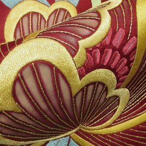 ドークブア■アンティーク 九寸名古屋帯 刺繍 花 極上の逸品 A18の画像3