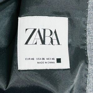 美品◎ザラ『大人の品格』ZARA セットアップ グレンチェック【近年モデル】スーツ グレー ストレッチ テーラードジャケット パンツ 2B 46 Mの画像7