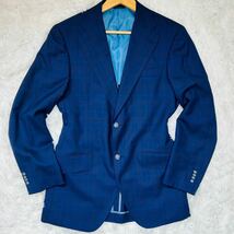 極美品◎大きめ/52(XL相当)【美シルエット】麻布テーラー azabu tailor テーラードジャケット Grand Marquis 裏地青 紺ネイビー チェック柄_画像3