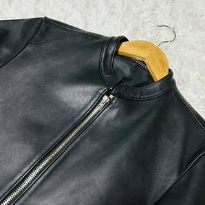 【極上のラムレザー】未使用級！ LIDNM シングルライダース ジャケット 羊革 ブラック 黒 日本製 メンズ シープスキン リドム Mサイズ 羊皮の画像3