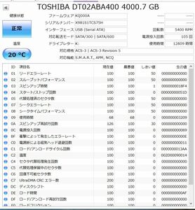 TOSHIBA 4TB HDD ハードディスク　フォーマット済　正常品