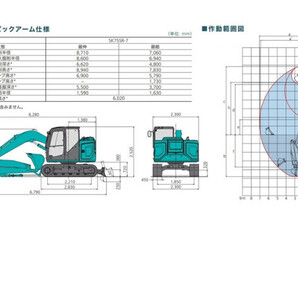 油圧ショベル(ユンボ) コベルコ建機 SK75SR-7 2023年 新古車。即納できます。配管。クレーン。平バケ付。一括償却の画像10