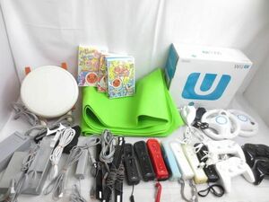 【まとめ売り 中古品】 Wii U 本体 WUP-010 動作品 ホワイト 太鼓の達人 ソフト バチ コントローラー 周辺機器 グッ