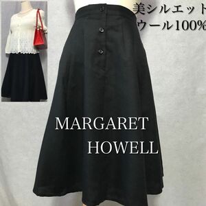 美品◎ マーガレットハウエル　ウール100%スカート　ブラック　II 大きいサイズ 