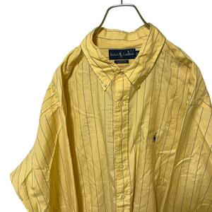 P5 Ralph Lauren America б/у одежда Classic длинный рукав полоса рубашка желтый мужской 