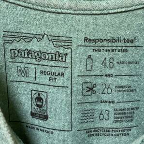 1 パタゴニア M アメリカ古着 メキシコ製 バックプリント リサイクルコットン ポリ混 半袖 Tシャツ グリーン  patagonia メンズの画像5