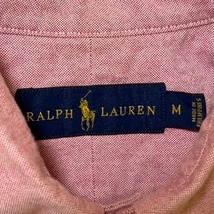 O8 ラルフローレン M アメリカ古着　ポニーロゴ　刺繍　ボタンダウン　長袖シャツ　無地　レッド　RALPH LAUREN メンズ_画像8