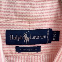 O30 ラルフローレン アメリカ古着　ポニーロゴ　刺繍　ボタンダウン　長袖シャツ　ピンク　ストライプ　RALPH LAUREN メンズ_画像8