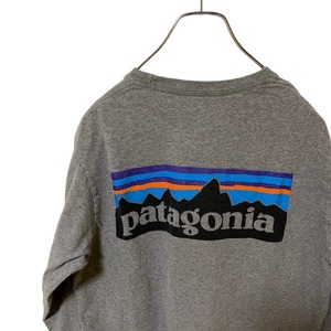 R3 パタゴニア　S アメリカ古着　バックプリント　オーガニックコットン　長袖　Tシャツ　グレー patagonia　メンズ