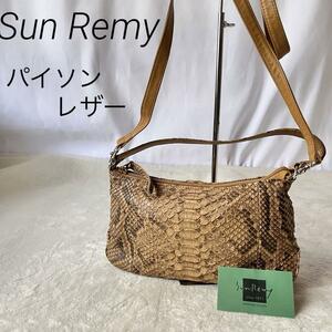 美品 Sun Remy サンレミー パイソンレザー ミニショルダーバッグ 2way ブラウン