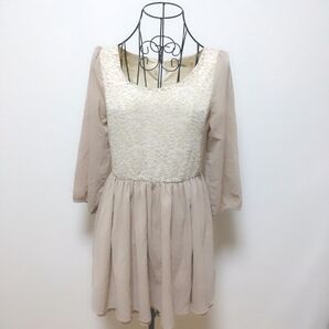 Freesia by FREE'S MART シフォン ドッキング ワンピース 長袖 切替