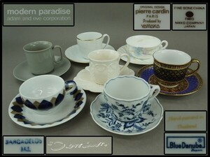 【ａ】コーヒーカップ＆ソーサー　7種まとめて　nikko/Blue Danube/Demain他　使用品　Ｐ-21