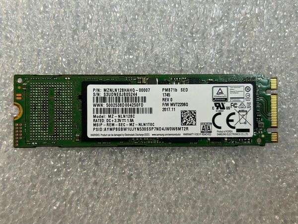 M2 SSD128GB SATA SAMSUNG MZ-NLN128C 使用4864時間　動作確認済み　中古良品