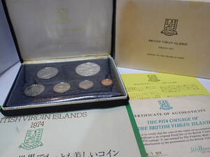 KK959　英領ヴァージン諸島公式コイン 1974年版プルーフ・セット　BRITISH VIRGIN ISLANDS PROOF SET　銀貨　海外貨幣　しおり・ケース付き