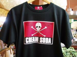 XLサイズクリームソーダTシャツ角ドクロ黒色！新品CREAMSODA検索用ロカビリーブラックキャッツピンクドラゴン昭和レトロ80年代