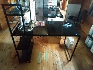 12 pickup limitation 1 jpy * Fukushima prefecture . many person city *. peace 6 year 5 month 7 day ( fire )8 day ( water ) limitation shelves attaching desk glass tabletop desk approximately 120x60x120cm used present condition goods 