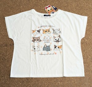 レディース Tシャツ ネイビー 半袖 ねこ 白 キャットシンフォニカ 猫好き