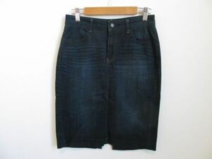 (56964)UNIQLO　ユニクロ　レディース　デニム　スカート　ネイビー系　W61　USED