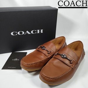  ultimate beautiful goods COACH Coach MOTT DRIVER men's driving leather shoes size 7D(25.0cm) Brown tea bit Loafer box instructions attaching 