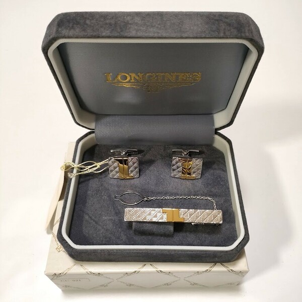 新品未使用 LONGINES ロンジン ネクタイピン カフス セット 箱あり タイピン シルバー＆ゴールド bu0424211843