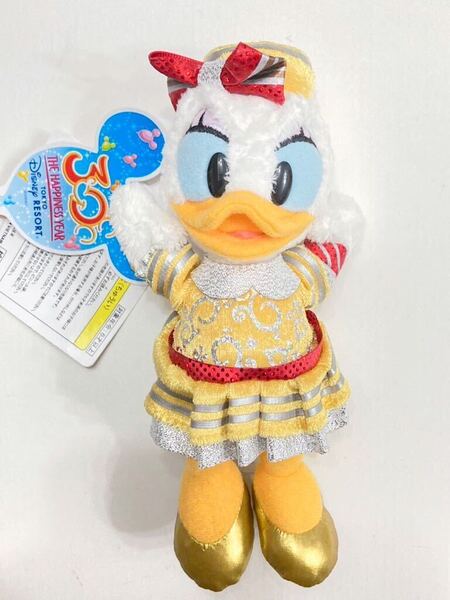 新品　未使用　タグ付き　ディズニーランド　TDL 30周年　ハピネス　金コス　ぬいぐるみバッジ　ぬいば　ヌイバ　30ロゴ入り　デイジー