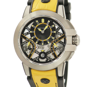 [3 year guarantee ] Harry Winston Ocean Zari um variation yellow OCEABI42ZZ002 alloy black × yellow limitation self-winding watch men's wristwatch 