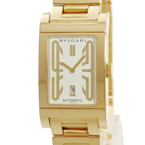 [3 year guarantee ] BVLGARY Rettangolo RT45G OH settled K18YG purity white rectangle self-winding watch men's wristwatch 