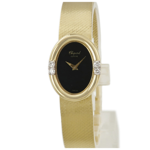 [3 year guarantee ] Chopard oval dore Swatch 5031/1 K18YG purity original diamond black rare hand winding lady's wristwatch 