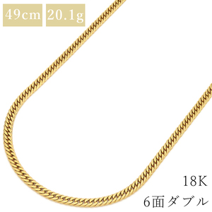 喜平 ネックレス K18 18金 49cm 20.1g 6面 ダブル K18YG ゴールド 中古