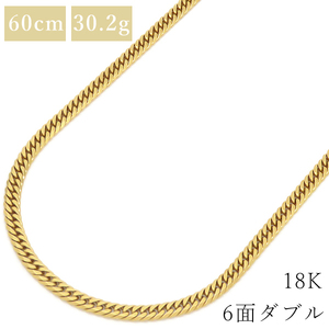 喜平 ネックレス K18 18金 60cm 30.2g 6面 ダブル K18YG ゴールド 中古