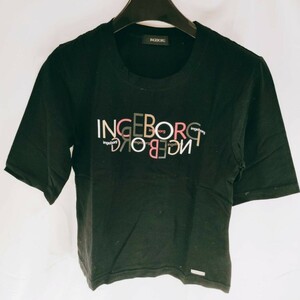 ☆美品 INGEBORG インゲボルグ Tシャツ 半袖シャツ ロゴ柄 ブラック シャツ トップス 上着 半袖 シンプル ヴィンテージ 衣類 服 A-3