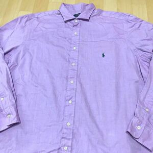 POLO RALPH LAUREN ポロ ラルフローレン ビッグシャツ　ブラウス　長袖　シャツ　メンズ2XLT 大きめ 　薄紫系　a23