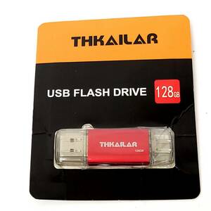 ★【在庫処分価格】THKAILAR 128GB USBメモリタイプC USB 3.1高速フラッシュドライブ Type-C Type-A 2in1 レッド☆C04-220a