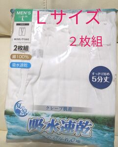 クーポン使用で200円引きです 新品！メンズ 半ズボン下 ５分丈 クレープ肌着 白色 吸水速乾 爽やかな着心地 ２枚組 Ｌサイズ