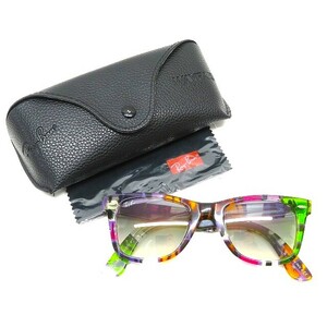 #anzg レイバン RayBan サングラス 50□22 ウェイファーラー RB2140 1109/32 レアプリント ケース付イタリア製 美品 ユニセックス [843246]