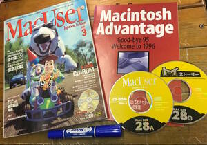 MacUser Mac пользователь Япония версия *Apple журнал * брошюра +CD2 листов есть * Toy Story Macintosh Advantage* SoftBank акционерное общество *1996 год 3 месяц номер 