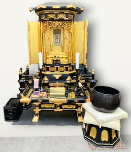  family Buddhist altar . cost .. gold Gou . large family Buddhist altar black lacquer coating rare Buddhist altar fittings black .